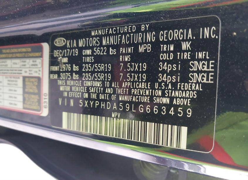 Photo 9 of 2020 Kia Sorento 3.3L EX (VIN 5XYPHDA59LG663459)