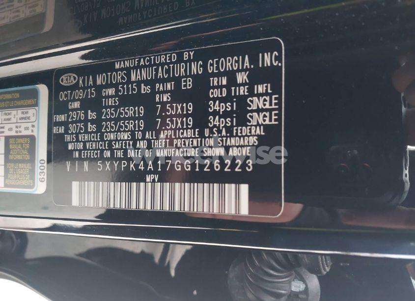 Photo 9 of 2016 Kia Sorento 2.0T SXL (VIN 5XYPK4A17GG126223)