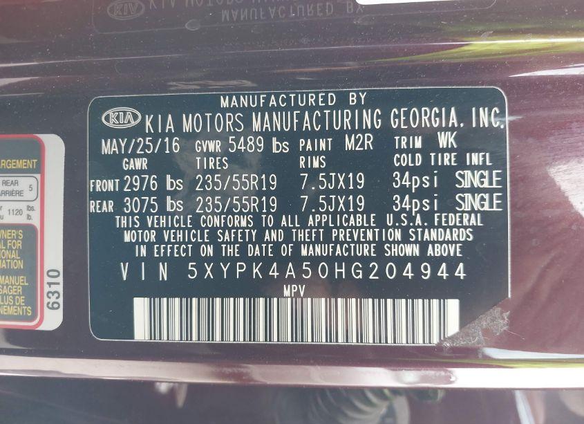 Photo 9 of 2017 Kia Sorento 3.3L SX (VIN 5XYPK4A50HG204944)