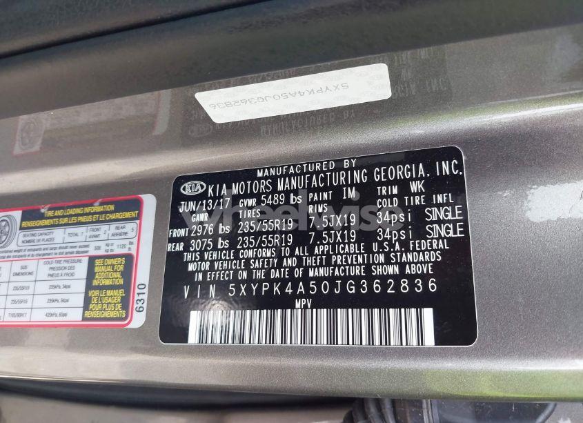 Photo 9 of 2018 Kia Sorento 3.3L SXL (VIN 5XYPK4A50JG362836)