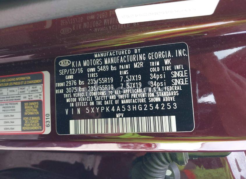 Photo 9 of 2017 Kia Sorento 3.3L SX (VIN 5XYPK4A53HG254253)