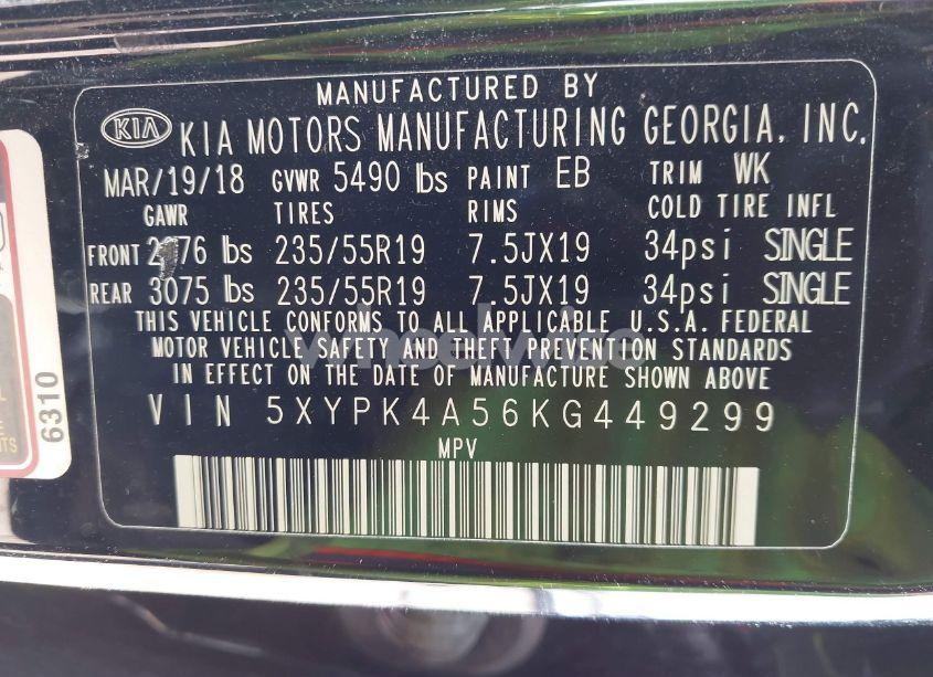 Photo 9 of 2019 Kia Sorento 3.3L SXL (VIN 5XYPK4A56KG449299)