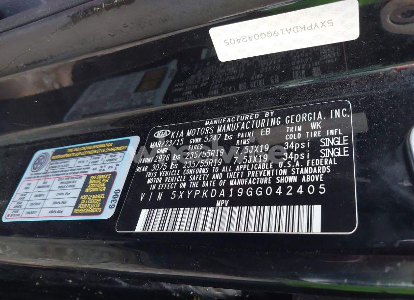 Photo 9 of 2016 Kia Sorento 2.0T SXL (VIN 5XYPKDA19GG042405)