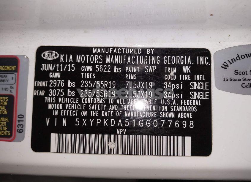 Photo 9 of 2016 Kia Sorento 3.3L SX (VIN 5XYPKDA51GG077698)