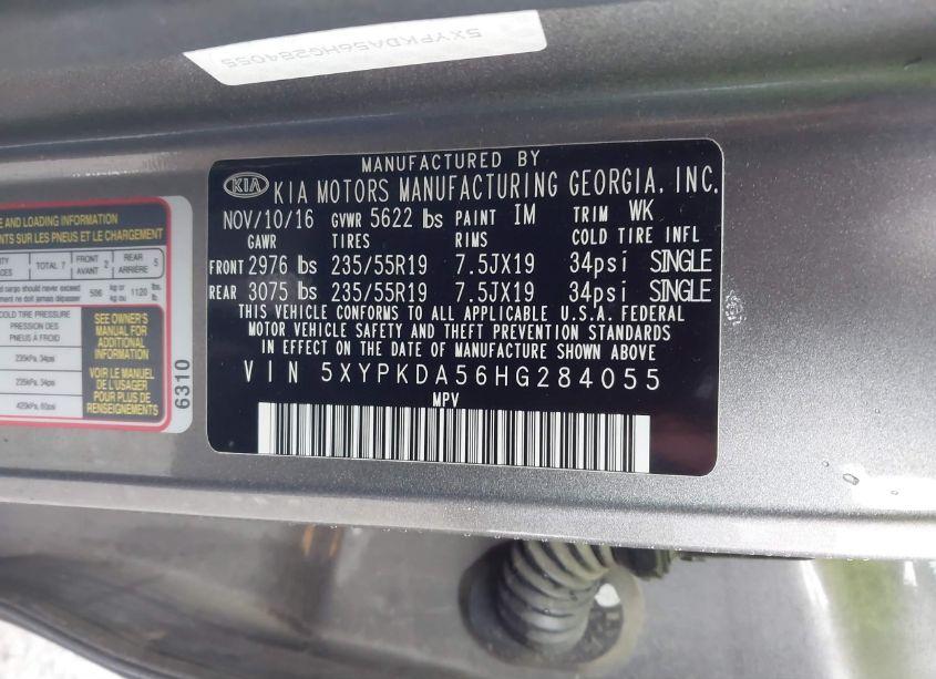 Photo 9 of 2017 Kia Sorento 3.3L SX (VIN 5XYPKDA56HG284055)