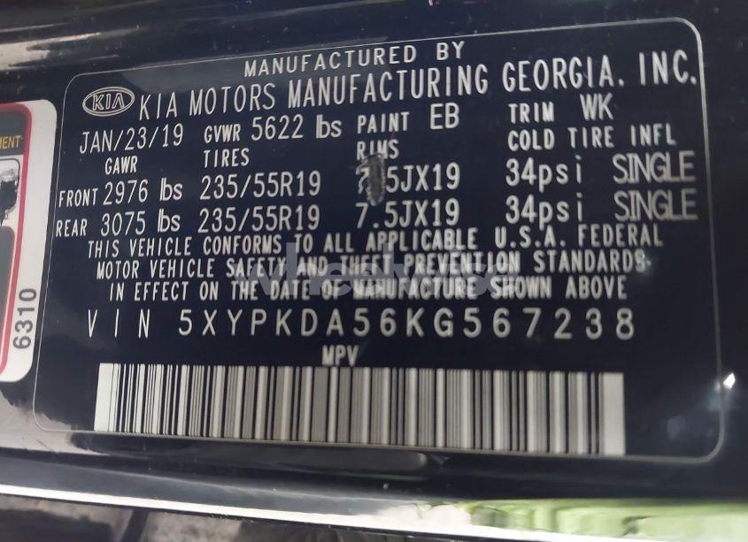 Photo 9 of 2019 Kia Sorento 3.3L SXL (VIN 5XYPKDA56KG567238)