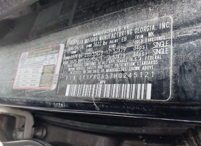 Photo 9 of 2017 Kia Sorento 3.3L SX (VIN 5XYPKDA57HG245121)