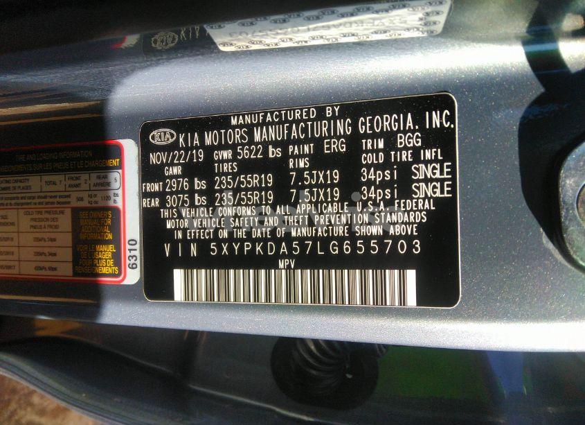 Photo 9 of 2020 Kia Sorento 3.3L SX (VIN 5XYPKDA57LG655703)