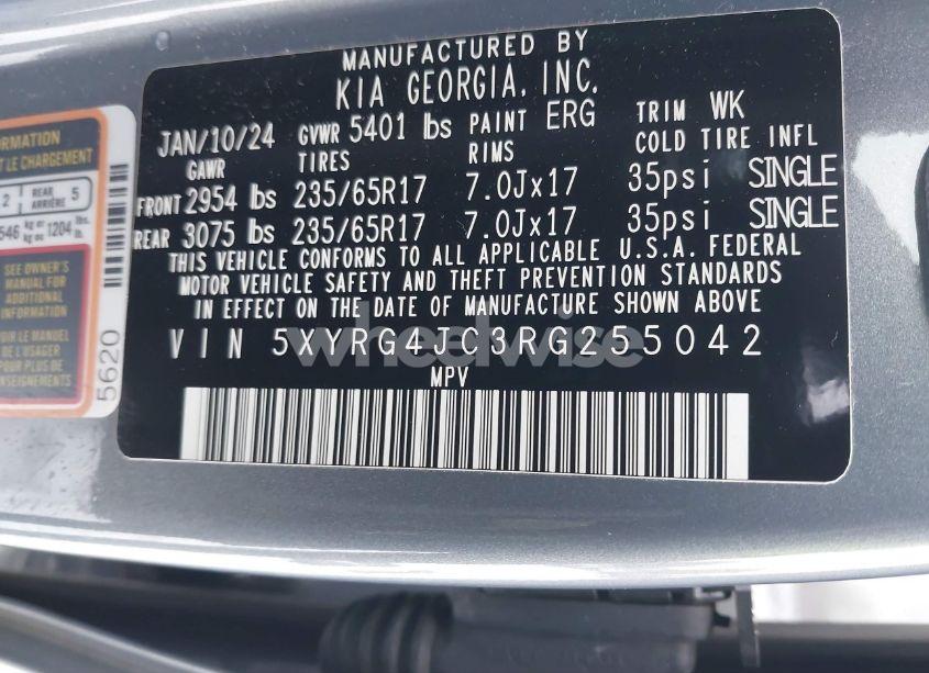 Photo 9 of 2024 Kia Sorento LX (VIN 5XYRG4JC3RG255042)