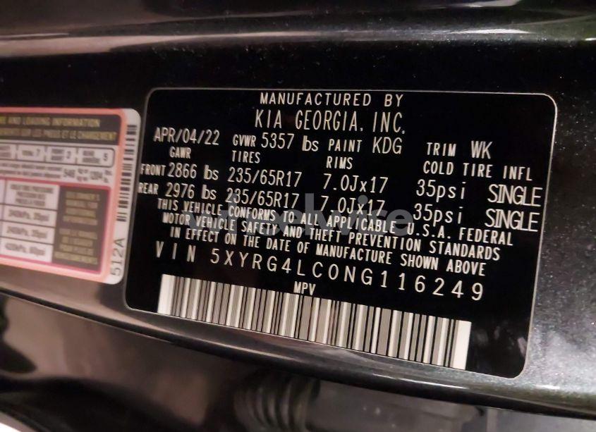 Photo 9 of 2022 Kia Sorento LX (VIN 5XYRG4LC0NG116249)