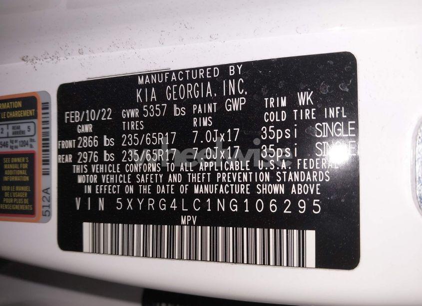 Photo 9 of 2022 Kia Sorento LX (VIN 5XYRG4LC1NG106295)