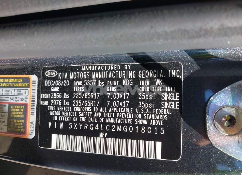 Photo 9 of 2021 Kia Sorento LX (VIN 5XYRG4LC2MG018015)