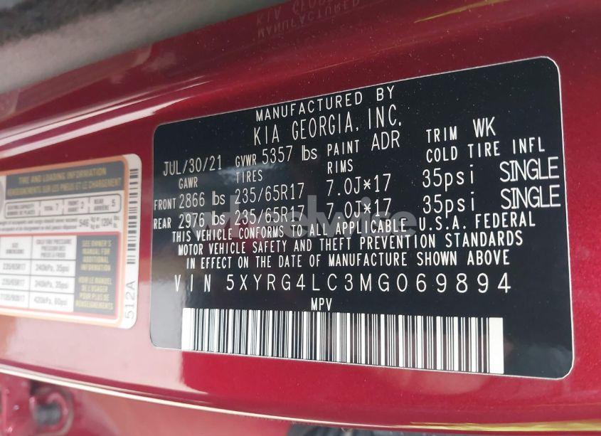 Photo 9 of 2021 Kia Sorento LX (VIN 5XYRG4LC3MG069894)