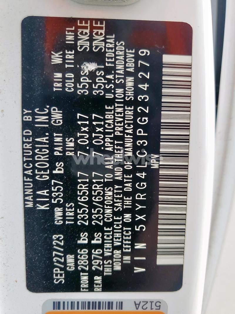 Photo 5 of 2023 KIA SORENTO LX (VIN 5XYRG4LC3PG234279)