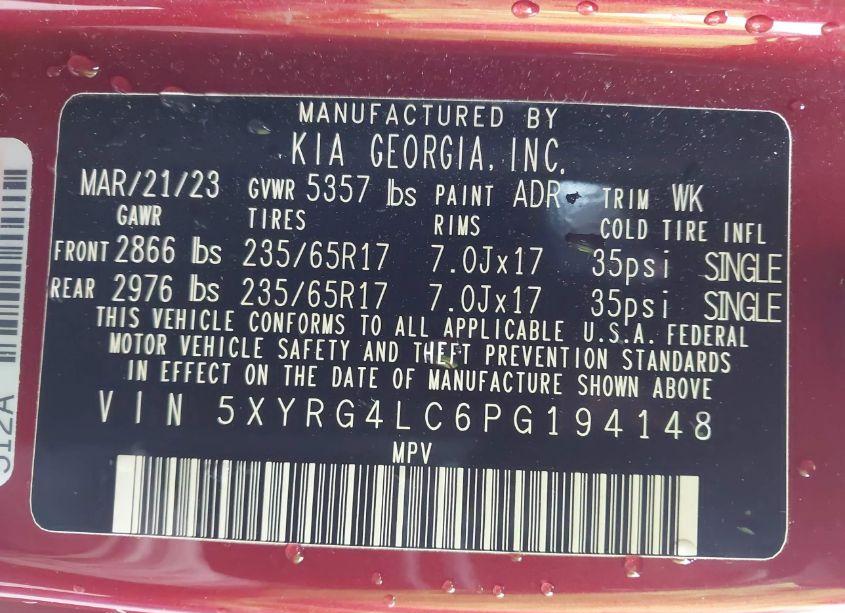 Photo 9 of 2023 Kia Sorento LX (VIN 5XYRG4LC6PG194148)