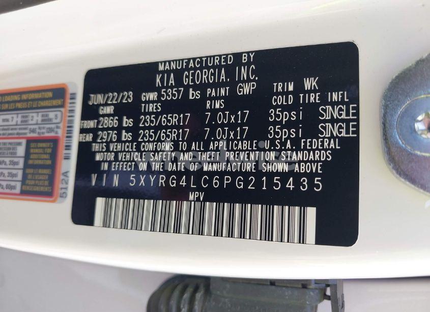 Photo 9 of 2023 Kia Sorento LX (VIN 5XYRG4LC6PG215435)