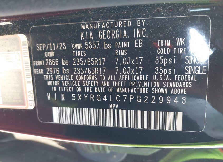Photo 9 of 2023 Kia Sorento LX (VIN 5XYRG4LC7PG229943)
