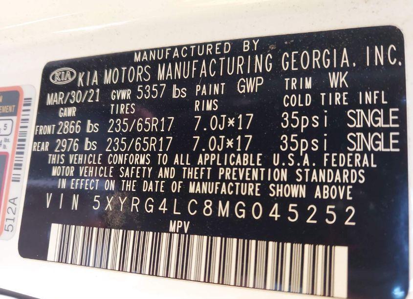 Photo 9 of 2021 Kia Sorento LX (VIN 5XYRG4LC8MG045252)