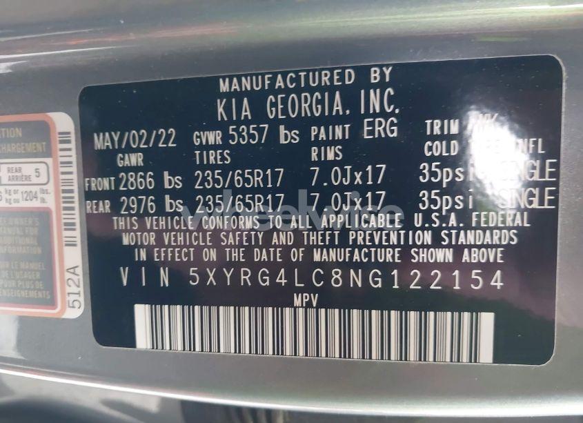 Photo 9 of 2022 Kia Sorento LX (VIN 5XYRG4LC8NG122154)