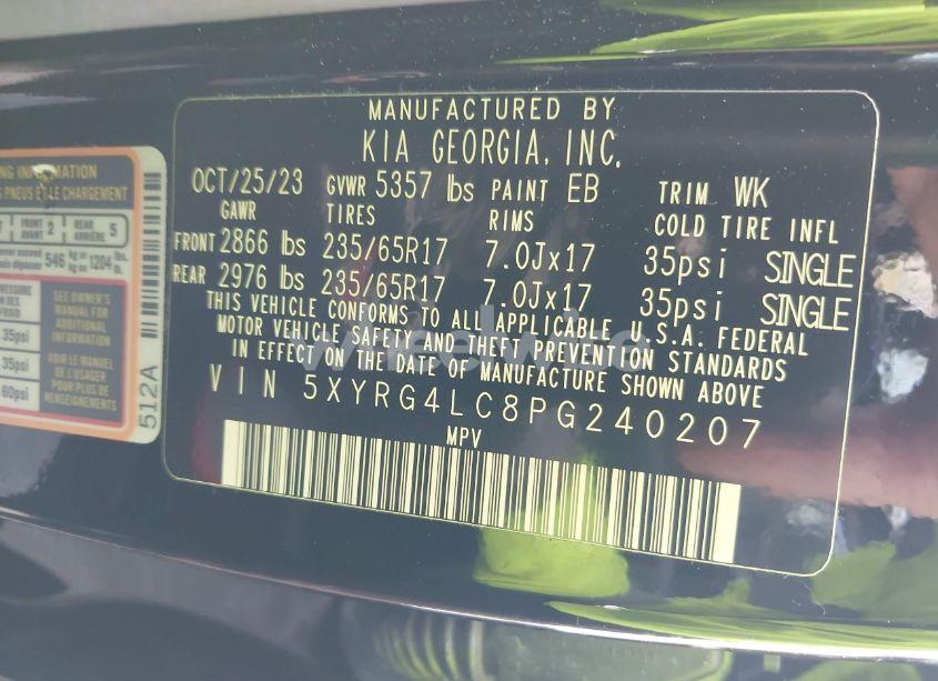 Photo 9 of 2023 Kia Sorento LX (VIN 5XYRG4LC8PG240207)