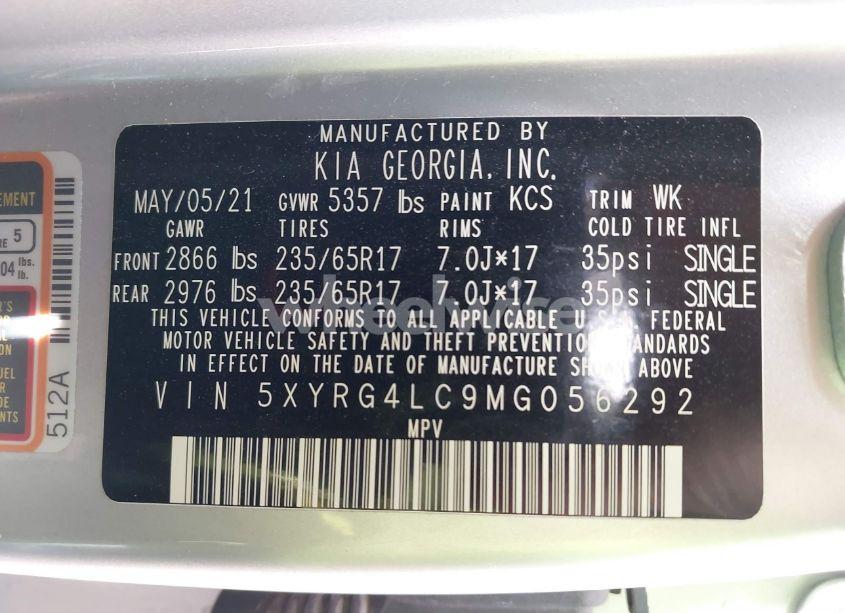 Photo 9 of 2021 Kia Sorento LX (VIN 5XYRG4LC9MG056292)