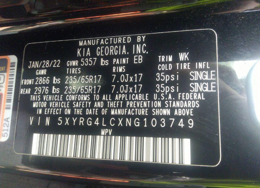 Photo 9 of 2022 Kia Sorento LX (VIN 5XYRG4LCXNG103749)