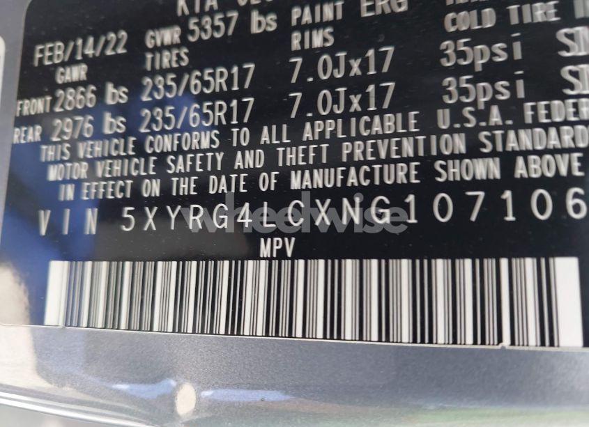 Photo 9 of 2022 Kia Sorento LX (VIN 5XYRG4LCXNG107106)