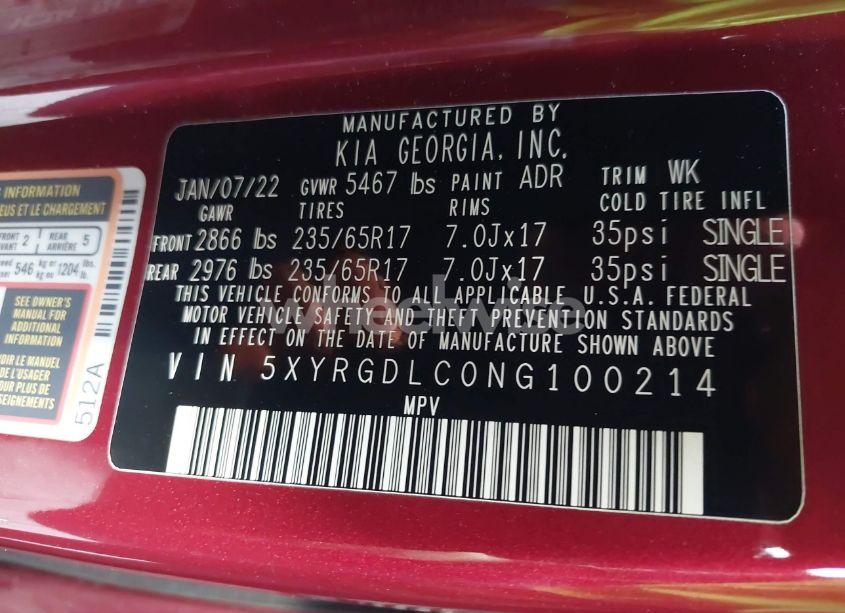 Photo 9 of 2022 Kia Sorento LX (VIN 5XYRGDLC0NG100214)