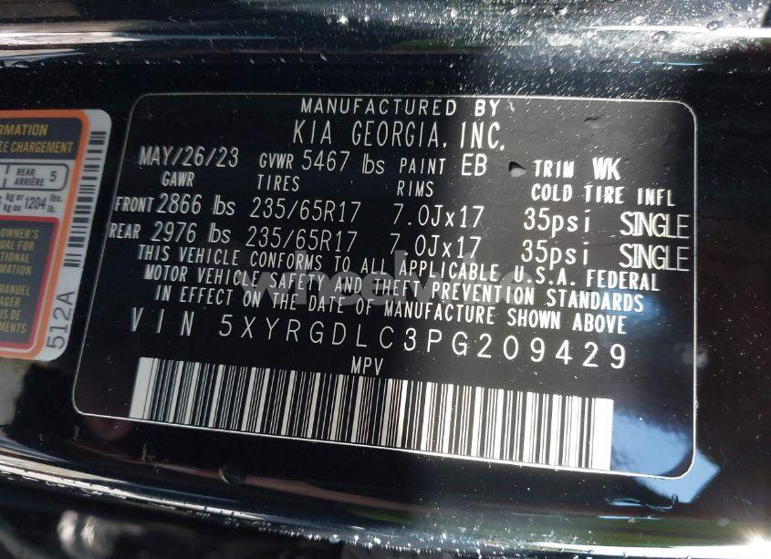 Photo 9 of 2023 Kia Sorento LX (VIN 5XYRGDLC3PG209429)