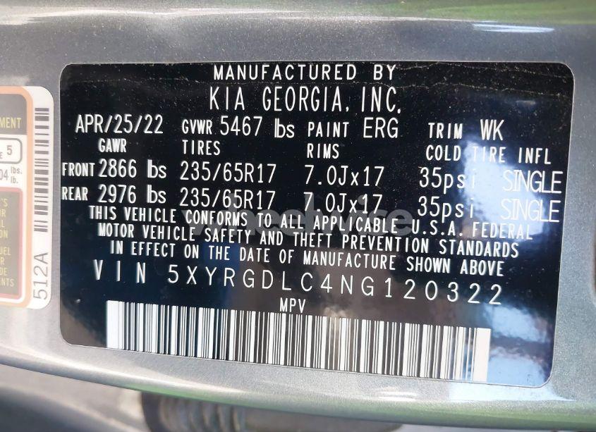 Photo 9 of 2022 Kia Sorento LX (VIN 5XYRGDLC4NG120322)