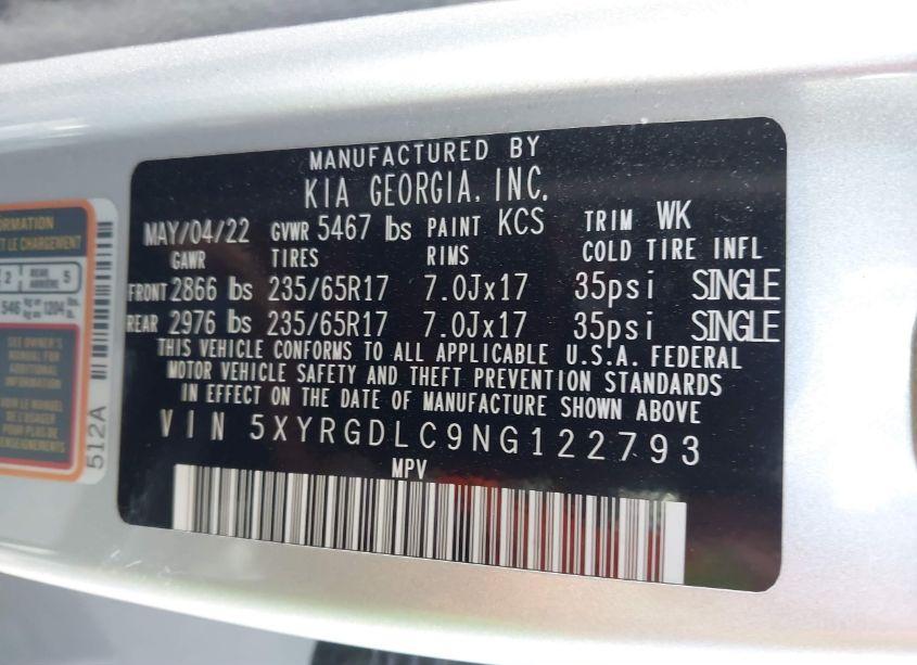Photo 9 of 2022 Kia Sorento LX (VIN 5XYRGDLC9NG122793)