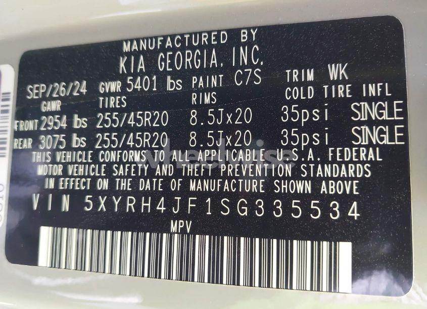 Photo 9 of 2025 Kia Sorento EX (VIN 5XYRH4JF1SG335534)