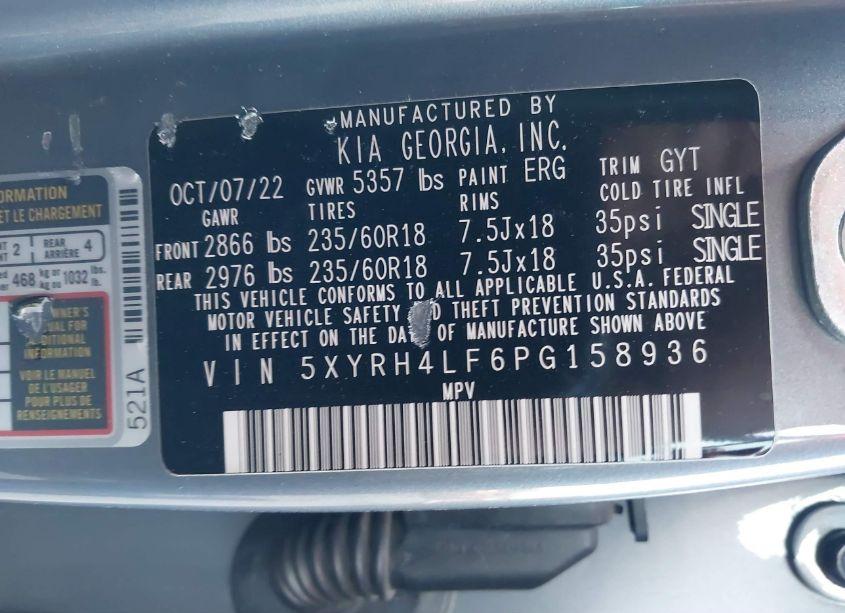 Photo 9 of 2023 Kia Sorento EX (VIN 5XYRH4LF6PG158936)