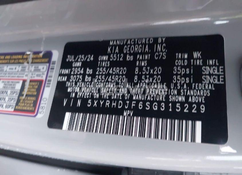 Photo 9 of 2025 Kia Sorento X-LINE EX (VIN 5XYRHDJF6SG315229)