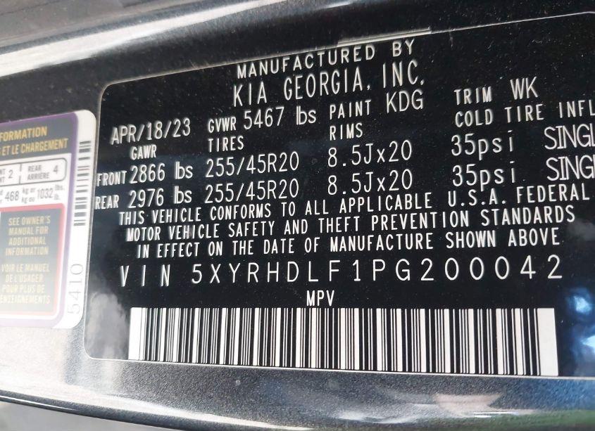 Photo 9 of 2023 Kia Sorento X-LINE EX (VIN 5XYRHDLF1PG200042)