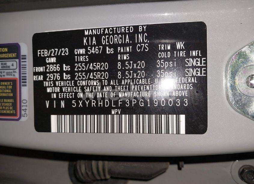 Photo 9 of 2023 Kia Sorento X-LINE EX (VIN 5XYRHDLF3PG190033)