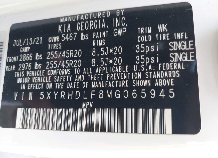 Photo 9 of 2021 Kia Sorento EX (VIN 5XYRHDLF8MG065945)