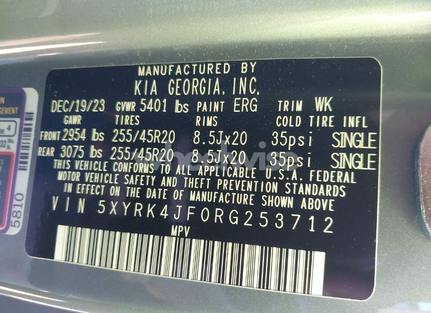 Photo 9 of 2024 Kia Sorento SX (VIN 5XYRK4JF0RG253712)