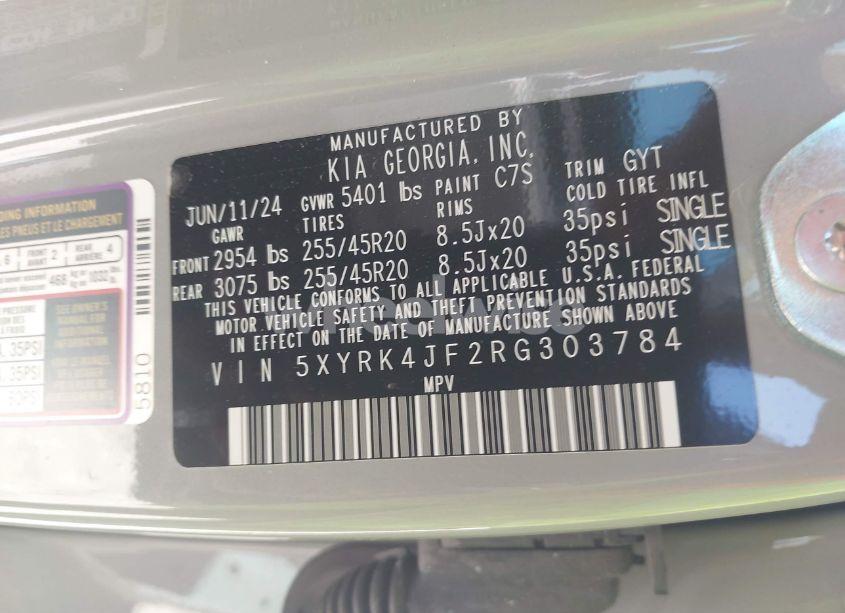 Photo 9 of 2024 Kia Sorento SX (VIN 5XYRK4JF2RG303784)