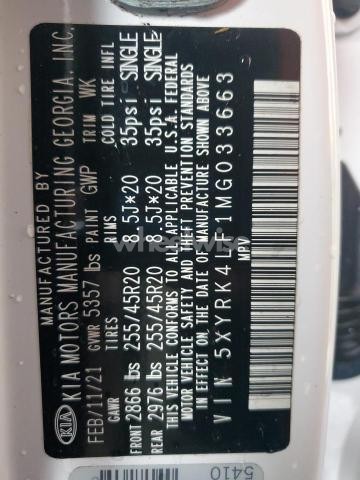 Photo 12 of 2021 KIA SORENTO SX (VIN 5XYRK4LF1MG033663)