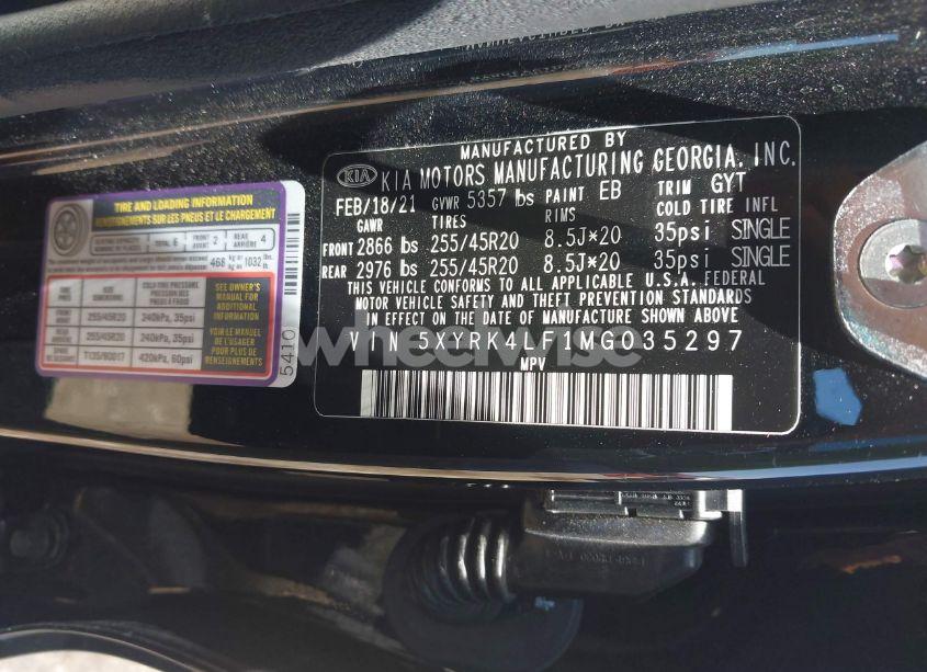 Photo 9 of 2021 Kia Sorento SX (VIN 5XYRK4LF1MG035297)