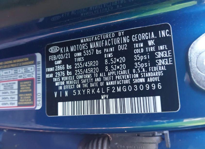 Photo 9 of 2021 Kia Sorento SX (VIN 5XYRK4LF2MG030996)