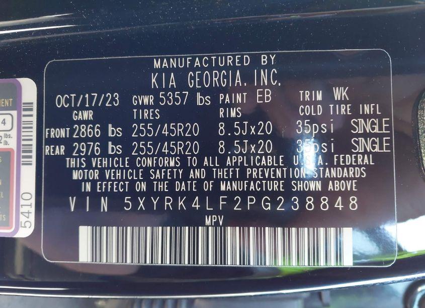 Photo 9 of 2023 Kia Sorento SX (VIN 5XYRK4LF2PG238848)