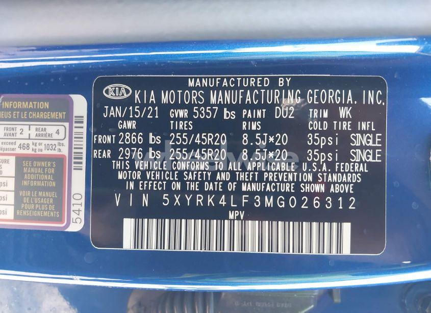 Photo 9 of 2021 Kia Sorento SX PRESTIGE (VIN 5XYRK4LF3MG026312)