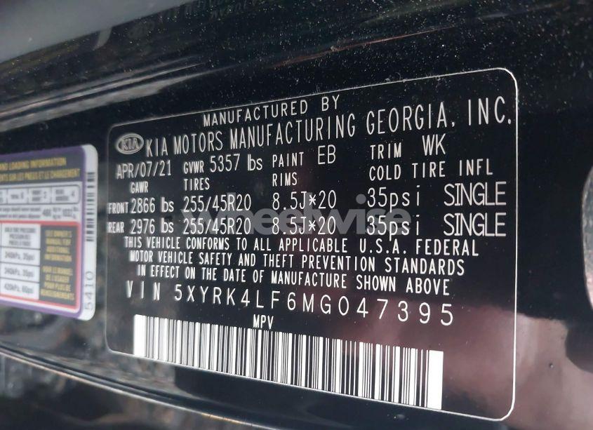 Photo 9 of 2021 Kia Sorento SX PRESTIGE (VIN 5XYRK4LF6MG047395)