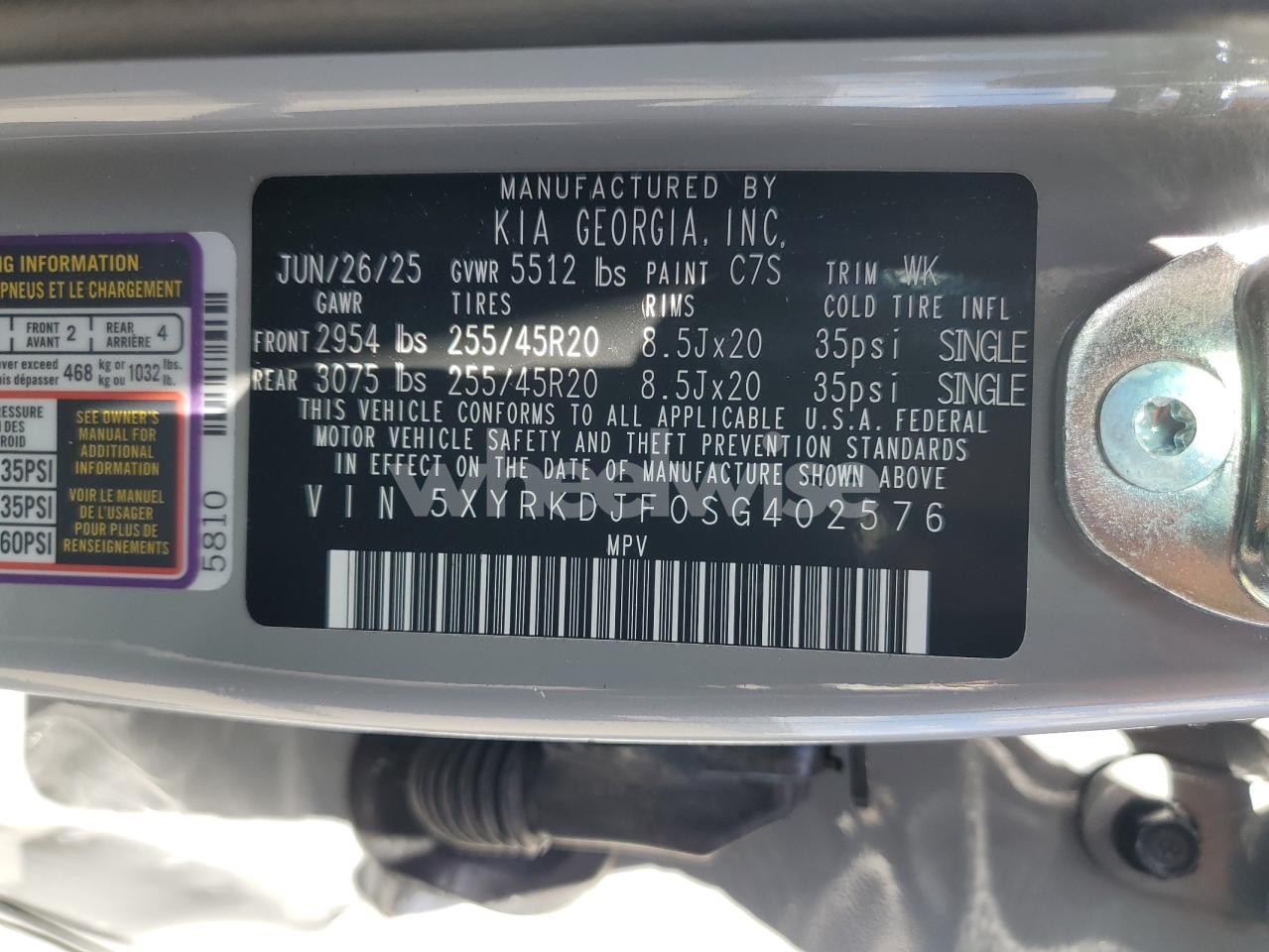 Photo 14 of 2025 KIA SORENTO SX (VIN 5XYRKDJF0SG402576)