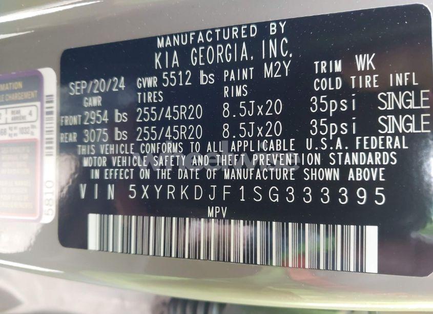 Photo 9 of 2025 Kia Sorento X-LINE SX PRESTIGE (VIN 5XYRKDJF1SG333395)