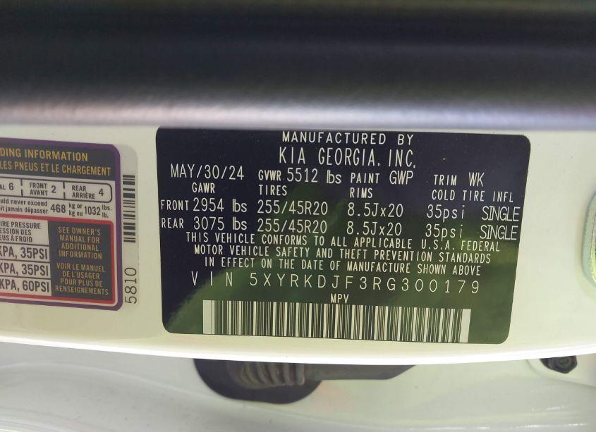 Photo 9 of 2024 Kia Sorento X-LINE SX (VIN 5XYRKDJF3RG300179)