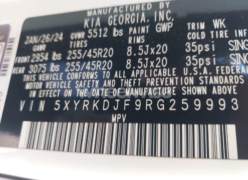 Photo 9 of 2024 Kia Sorento X-LINE SX (VIN 5XYRKDJF9RG259993)