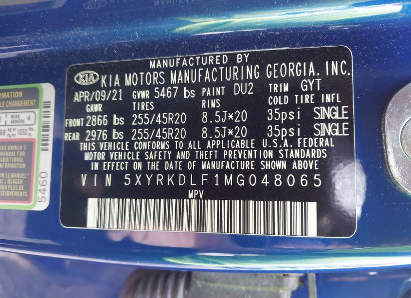 Photo 9 of 2021 Kia Sorento SX (VIN 5XYRKDLF1MG048065)